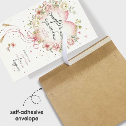 Heartfelt Anniversary Card for Daughter and Son in Law, Sweet Daughter and Son in Law Wedding Anniversary Card from Parents - color: Daughter and Son in Law Anniversary