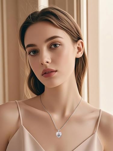 Personalized Heart Locket Necklace That Holds Pictures 925 Sterling Silver Custom Photo Lockets Necklaces Jewelry Gifts for Family Women Lover - color: Skull-Pink opal, style: Locket Only