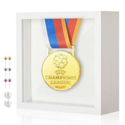 5x5 Smal Shadow Box Frame with Thickened Acrylic Panel & Pins - color: White+foam Back+foam Packaging, size: 5x5