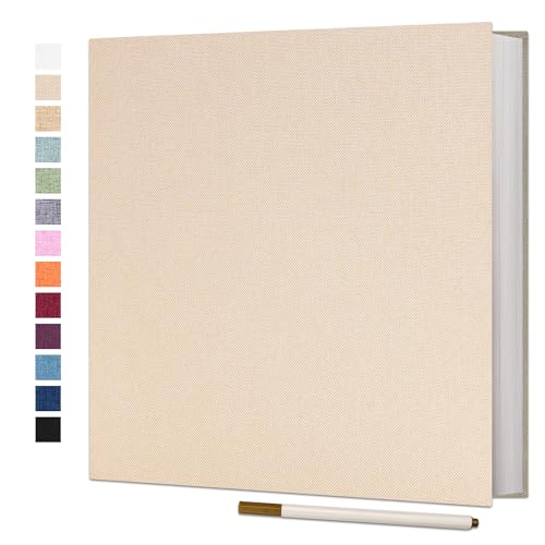 Vienrose Self Adhesive Photo Album, 60 Pages, 11 x 10.6 in, Beige | Scrapbook Album, 30 Sheets, 3x5 4x6 5x7 8x10 Photos, Metallic Pen, DIY Memory Book, Wedding Album, Family Photos - color: Beige, size: 11"x10.6"60 Pages