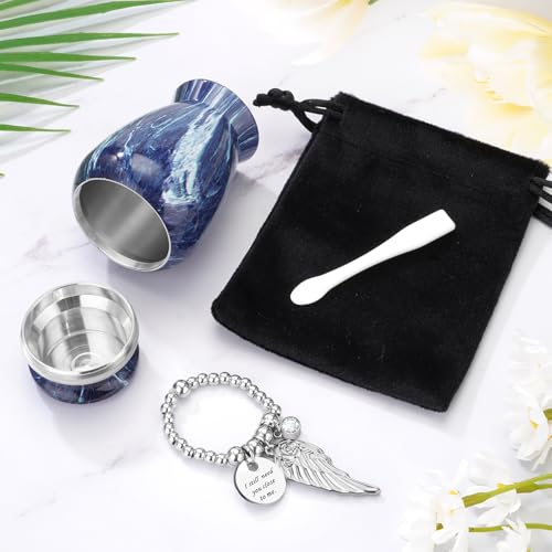 Small Urn for Human Ashes Aluminium Keepsake Memorial | Mini Urn for Ashes, Meaningful Memorial Keepsake Gift, Durable Aluminum Cremation Urn with Elegant Design - style: Sapphire Blue