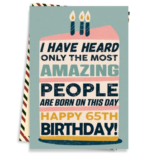 65th Birthday Card, 65th Birthday Card for Women Men with Seal and Envelope, 1965 Birthdayy Card for Mom Dad Wife Husband Him Her Friend Grandma Grandpa - color: 65th