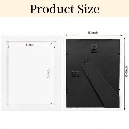 Shadow Box Frame 8"x 10" - 4 Pack Wood Deep Shadowbox with Glass - size: 8x10-4pcs-white