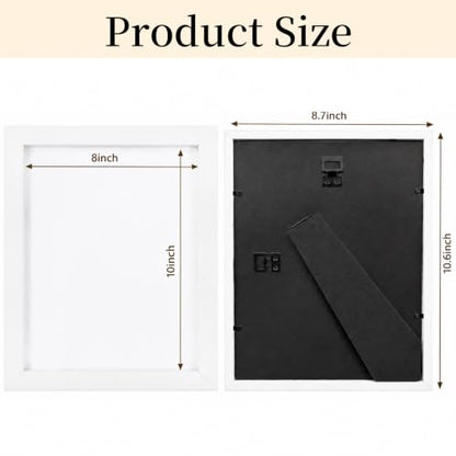 Shadow Box Frame 8"x 10" - 4 Pack Wood Deep Shadowbox with Glass - size: 8x10-4pcs-white