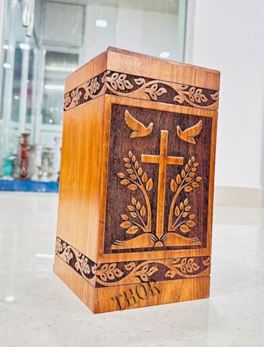 THOR INSTRUMENTS Wooden Cross Carved Adult urn bird Wood Cremation Urns Decorative Urns Rosewood Urn for Human Ashes Male and Female Handmade Urn for Large Ashes Burial Urns