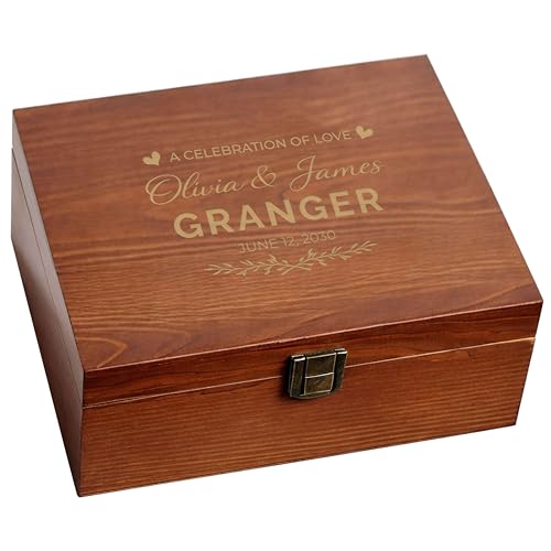 Custom Wooden Keepsake Box, Wedding Anniversary Couples Names & Date