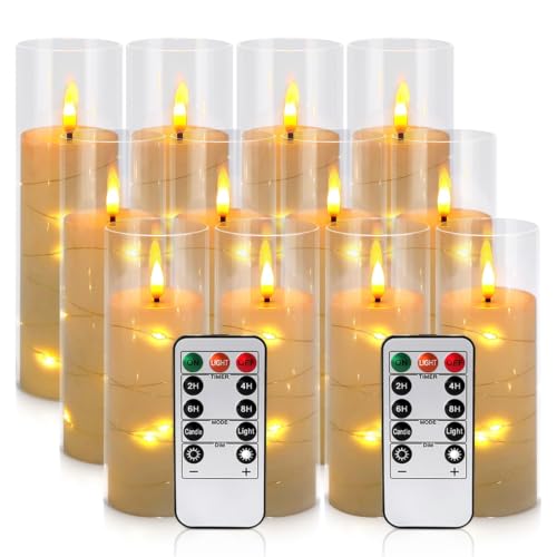 12 Pcs Ivory Colored Flickering Flameless Candles, Battery Powered - color: yellow Light String-12 pack