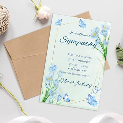 Sympathy Cards with Envelopes, Bereavement Sympathy Cards Gifts for Loss of Loved One, Memorial Condolences Gifts for Friend Family Coworker Neighbor, Double Sided Design, 8 x 5.3 Inches (After folding)