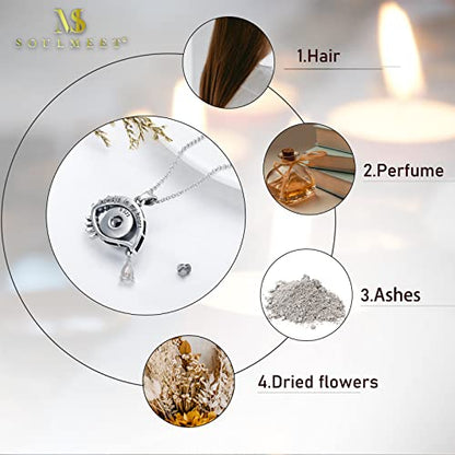 SOULMEET Cremation Jewelry for Ashes, Sterling Silver Urn Necklace for Ashes Women Men, Cherish Memories Cremation Jewelry to Keep Someone Near to You - color: K-Oxidation black Evil Eye