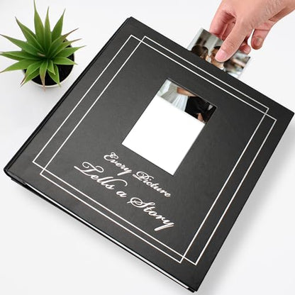 Photo Album 4x6 1200 Photos Leather Cover Wedding Photo Albums Extra Large Capacity Picture Book with Beautiful Prints Presents for Wedding Baby Vacation Black - color: Black, size: 1200 Pockets