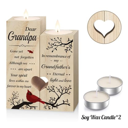SteadStyle Grandpa Memorial Gifts, Memorial Cardinal Candlestick Holders | Loss of Grandpa Sympathy Gift, Memorial Bereavement Gifts for Loss of Grandfather, In Memory of Grandpa, Wooden Candlestick - style: Grandpa