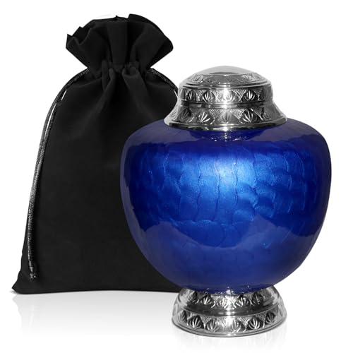 Cremation Urns for Human Ashes Adult for Funeral, Burial, Home, Cremation Urns for Human Ashes (Blue Self)