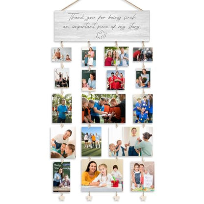 Orchroma Thank You Teacher Gifts Photo Picture Framed Collage Goard,Hanging Photo Display with Clips,Thank You for Being Such an Important Piece of My Story Wall Decor for School Teacher Classroom