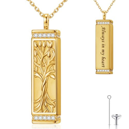 S925 Sterling Silver Urn Ashes Keepsake Cremation Memorial Necklace Jewelry - style: Tree of Life Bar