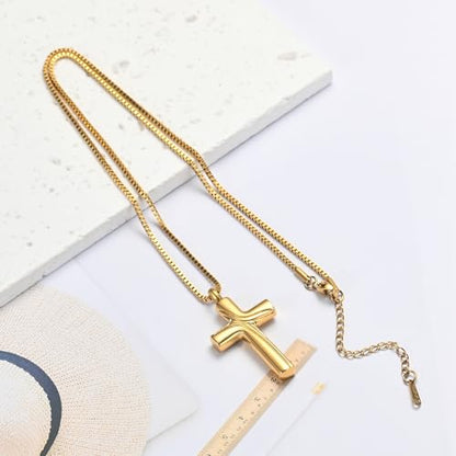 XSMZB Cross Cremation Jewelry Memorial Pendant Urn Necklace for Ashes of Loved One Funeral Ashes Keepsake Necklaces for Men Women - color: Gold