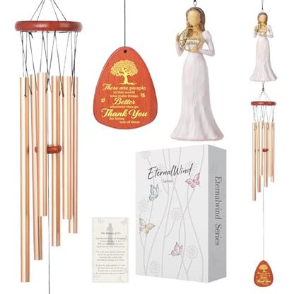 Thank You Gifts for Women,35.6" Wind Chimes with Thank You Figurine | Sympathy Gifts for Loss of Mom Father Husband,Deep Tone Wind Chimes,Soothing Remembrance Windchime for Outdoor Garden Patio