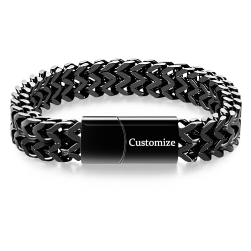 abooxiu Urn Bracelet for Human Ashes Cremation Bracelet Stainless Steel Ashes Bracelet Cremation Jewelry Urn Keepsake Memorial Ash Holder for Men Women - style: Black-8.45 IN-Customize