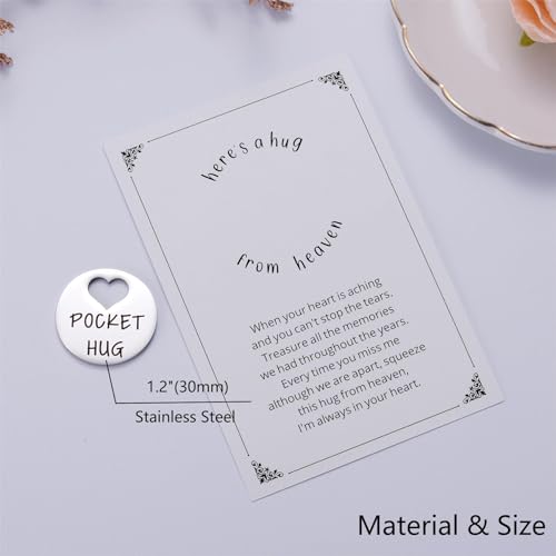 Ralukiia Pocket Hug from Heaven, Metal Engraved Token, Memorial Gift for Loss of Mom Dad Son Daughter Husband Wife Grandpa Grandma Brother Sister, Sympathy Condolence Gifts, Silver - color: silver