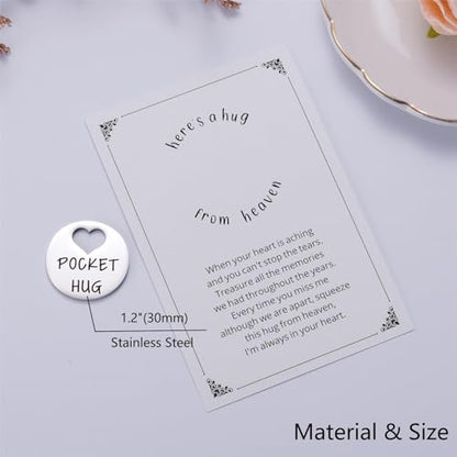Ralukiia Pocket Hug from Heaven, Metal Engraved Token, Memorial Gift for Loss of Mom Dad Son Daughter Husband Wife Grandpa Grandma Brother Sister, Sympathy Condolence Gifts, Silver - color: silver