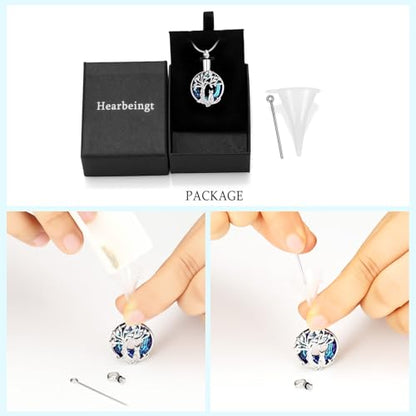 Hearbeingt Tree of Life Cremation Jewelry Paw Print Urn Necklace for Ashes - color: A-Customize