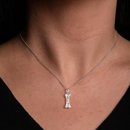 925 Sterling Silver Eternal Pawprint Lucky Bones- 925 Sterling Silver Pet Memorial Necklace 18"