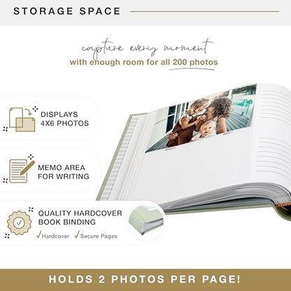 MCS The Story Of You Sage Linen Photo Album, 200-Pocket, 4x6, 12x12 Pages | Scrapbook-Style Keepsake Photo Album With Memo Space, Clear Side-Loading Pockets, Thoughtful Gift - style: Story of You