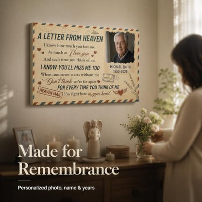 KiKiLuna Personalized Memorial Heaven Letter Canvas Wall Art - color: Design 4