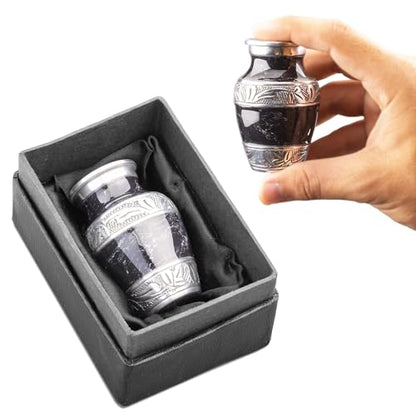 Marbled Metal Keepsake Urn for Human Ashes, Mini 6 Cu in, Black - color: Black, size: Small (Set of 1)