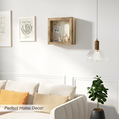 Love-KANKEI Deep Shadow Box Frame 8x8,Solid Wood Frame,Carbonized Black - color: Carbonized Black, size: 8 x 8