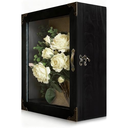 11x13 Shadow Box Frame 5" Deep Rustic Wood Display Case - color: Black