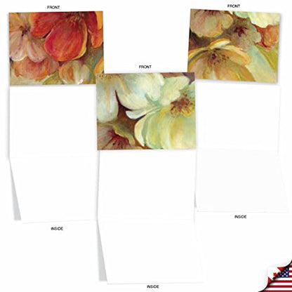The Best Card Company - 10 Boxed Note Cards with Flowers - Blank Assorted Floral Notecards Bulk (4 x 5.12 Inch) - Spice Blooms M6628OCB - style: Spice Blooms