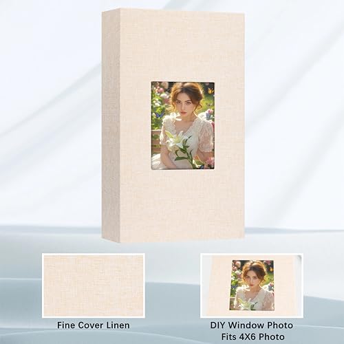 Aevdor 2 Pack 4x6 Photo Albums, Holds 600 Photos, Linen Cover, Beige - color: 2 Pack Beige