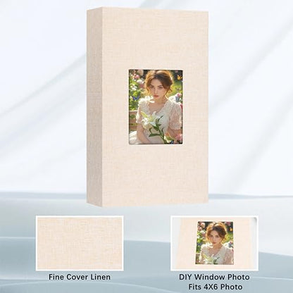 Aevdor 2 Pack 4x6 Photo Albums, Holds 600 Photos, Linen Cover, Beige - color: 2 Pack Beige