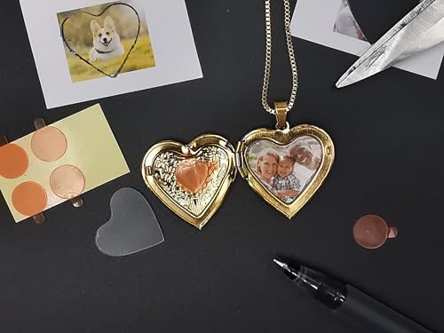 GOKING Love Heart Memory Locket Necklace Holds Pictures for Women - color: Letter C
