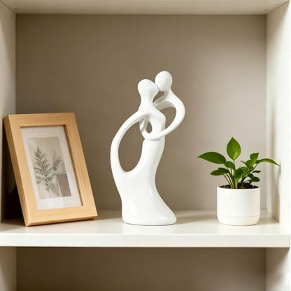 Modern Abstract Couple Statue, Kissing Lovers Sculpture Figurine Home Decor - style: Style A-White