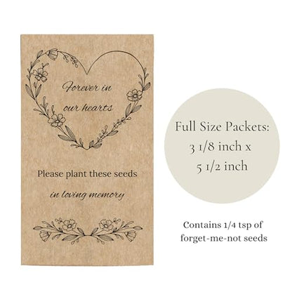 Qty 20 Memorial service seed packet favors, forever in our hearts funeral favors kraft brown seed favors for wakes visitations celebration of life WITH SEEDS