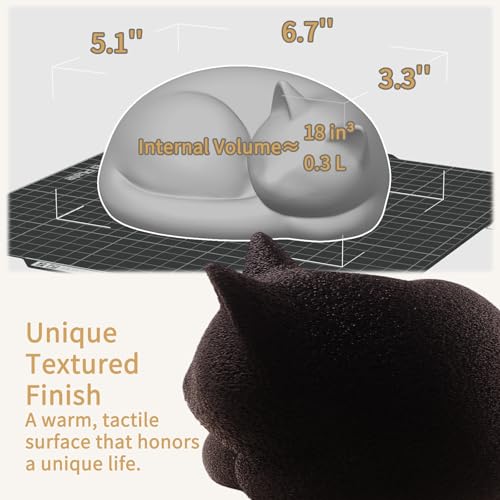 Black Sleeping Cat Urn for Ashes Minimal Pet Memorial Keepsake - color: Matte Black