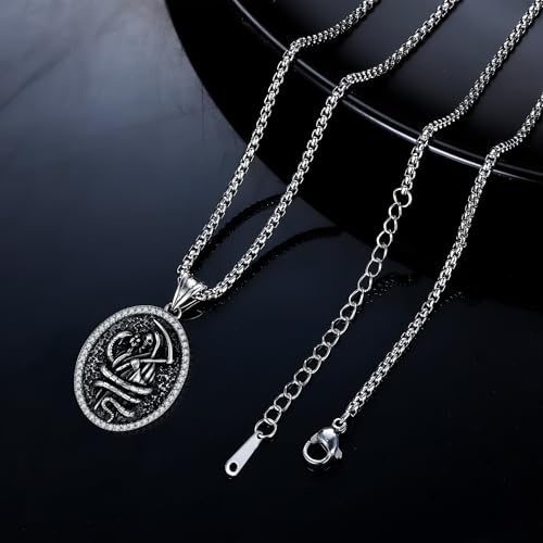 925 Sterling Silver Patron Saint Necklace Amulet Miraculous Medal Pendant Jewelry for Men Women with Friendship Talisman Travel Inspirational Gifts - color: black-E