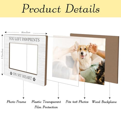 Pet Memorial Frame - You Left Paw Prints On My Heart, 4x6 Wooden Frame with Stand, Pet Memorial Gifts For Loss Of Pet, Home Office Desk Shelf Decorations -49 - style: Leave a mark of love