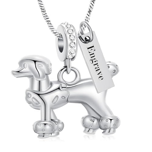 Cute Dog Poodle Urn Necklace Hairy Poodle Pet Cremation Jewelry Urn Pendant Fits Pandora Charms Bracelet Necklace for Women Memorial Keepsake Jewelry for Ash of Loved Ones - color: Multi-Customize