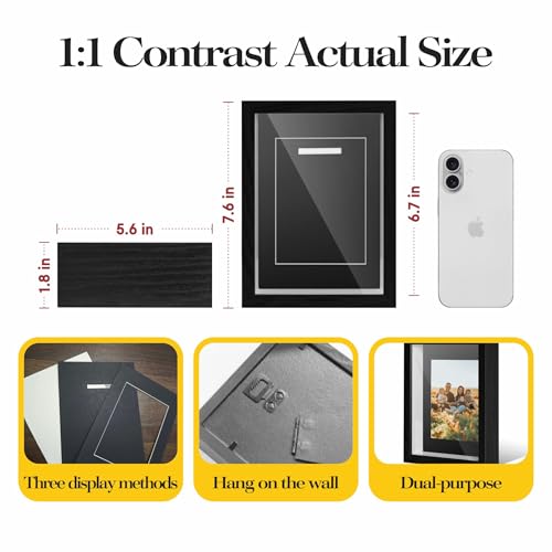 Medal Display Box, 5x7 Inch Shadow Box Frame with HD Glass Panels, Medal Organizer for Hanging or Desktop in Marathons, Swimming, Learning and Military Affairs (Black, 4 Pack) - size: 4 Pack