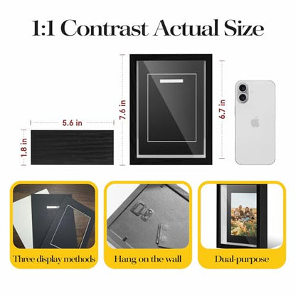 Medal Display Box, 5x7 Inch Shadow Box Frame with HD Glass Panels, Medal Organizer for Hanging or Desktop in Marathons, Swimming, Learning and Military Affairs (Black, 4 Pack) - size: 4 Pack