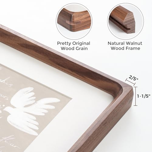 Heimlove 11x14 Picture Frames Natural Walnut,Original Wood Hand Make Crafted Diploma Frame with Mat to 8x10 Graduation Picture Display,Family Picture,Wedding Picture,Photo,Certificate Wall Mounted - color: Natural Black Walnut, size: 11"x14"|mat to 8"x10"