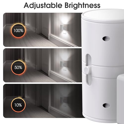 Night Lights Plug into Wall, Modern LED Night Light Plug in | Dusk to Dawn Sensor 5000K Daylight 0-100LM Adjustable Brightness Dimmable NightLight 2 Pack Hallway Bedroom Stairway - color: White-5000K, size: 2 Pack