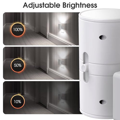 Night Lights Plug into Wall, Modern LED Night Light Plug in | Dusk to Dawn Sensor 5000K Daylight 0-100LM Adjustable Brightness Dimmable NightLight 2 Pack Hallway Bedroom Stairway - color: White-5000K, size: 2 Pack