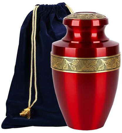 Alpha Living Home Cremation Urn for Human Ashes, 200+ cu in, Gold Red - color: Red Gold, size: Hand Engraved