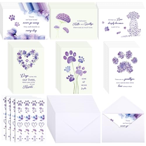 Geyoga 36 Set Pet Sympathy Card with Envelope Bulk, Melancholy Purple - color: Melancholy Purple