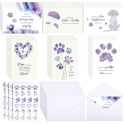 Geyoga 36 Set Pet Sympathy Card with Envelope Bulk, Melancholy Purple - color: Melancholy Purple