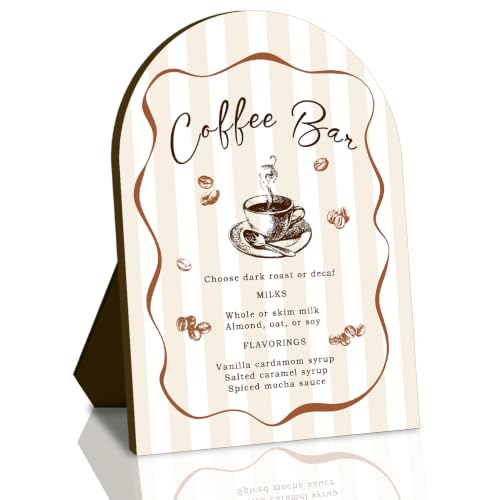 Coffee Bar Wooden Sign, Tabletop Decor for Cafe Beverage Station Home Farmhouse Kitchen and Office, Wedding Bridal Baby Shower Reception Birthday Retirement Graduation Party Decorations - color: coffee