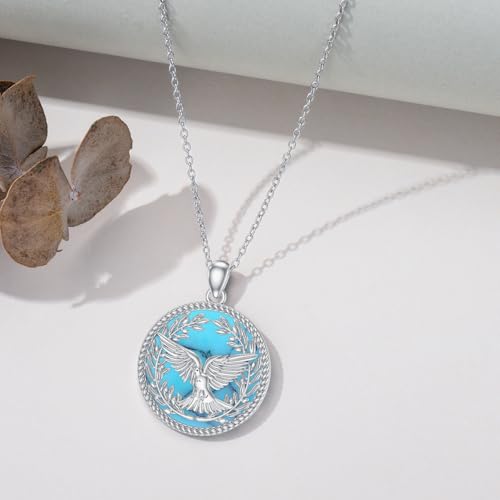 Dove/Hummingbird/Red Cardinal/Dragonfly/Butterfly Necklace 925 Sterling Silver Turquoise/Opal/MoonStone/Crystal/Malachite Bird Necklace Dove Pendant Jewelry for Women Men - color: Dove Larimar